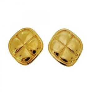 Chanel Earrings Vintage Quilted Gold Plated